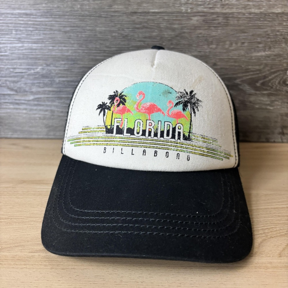 Billabong Hat Cap Snap Back Mesh Trucker Flamingo Florida Graphic Mens